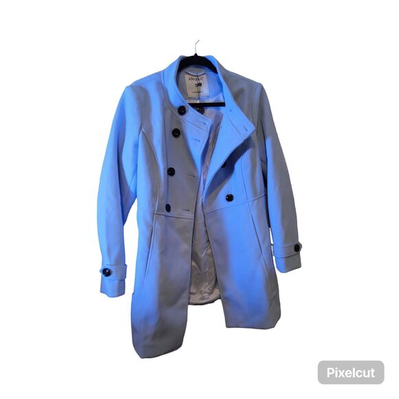 Allegra K Size Large Sky Blue Double Breasted Winter Coat - Picture 5 of 11